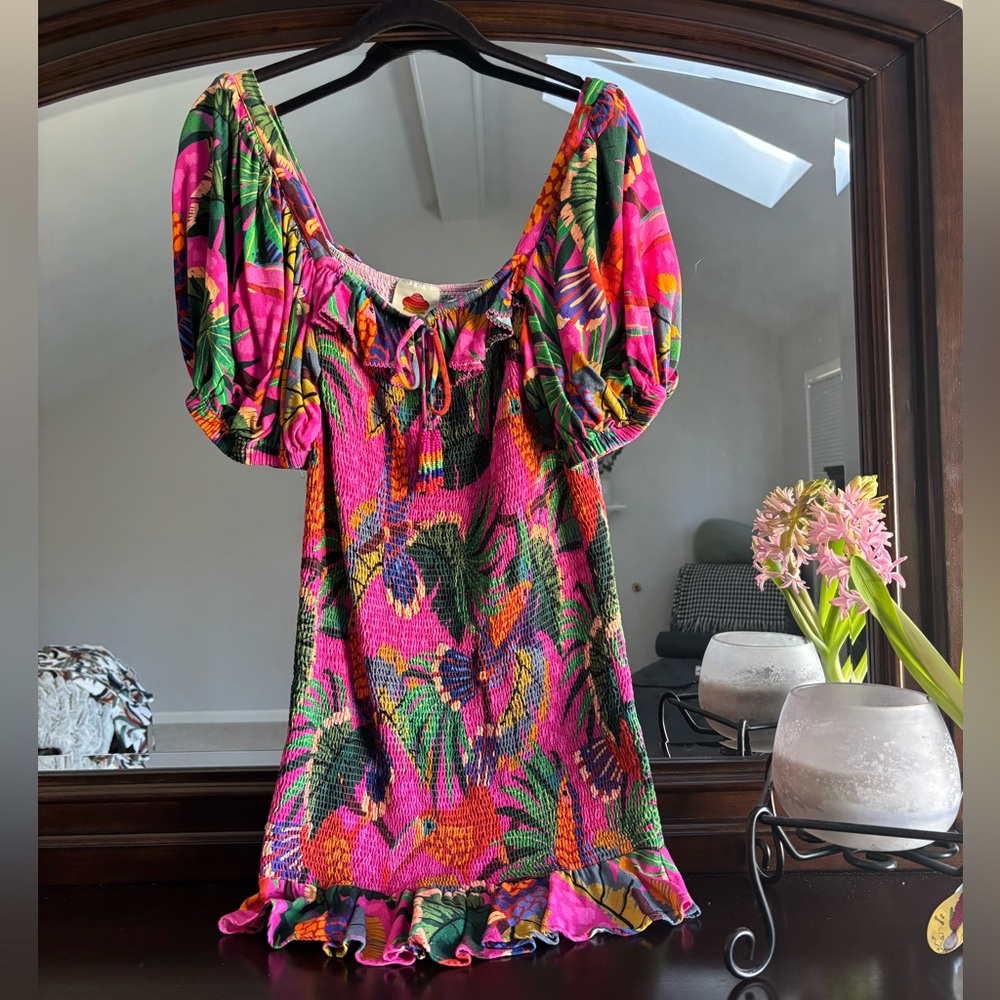 Farm Rio (Size Medium) Pink Tasseled Mini Dress